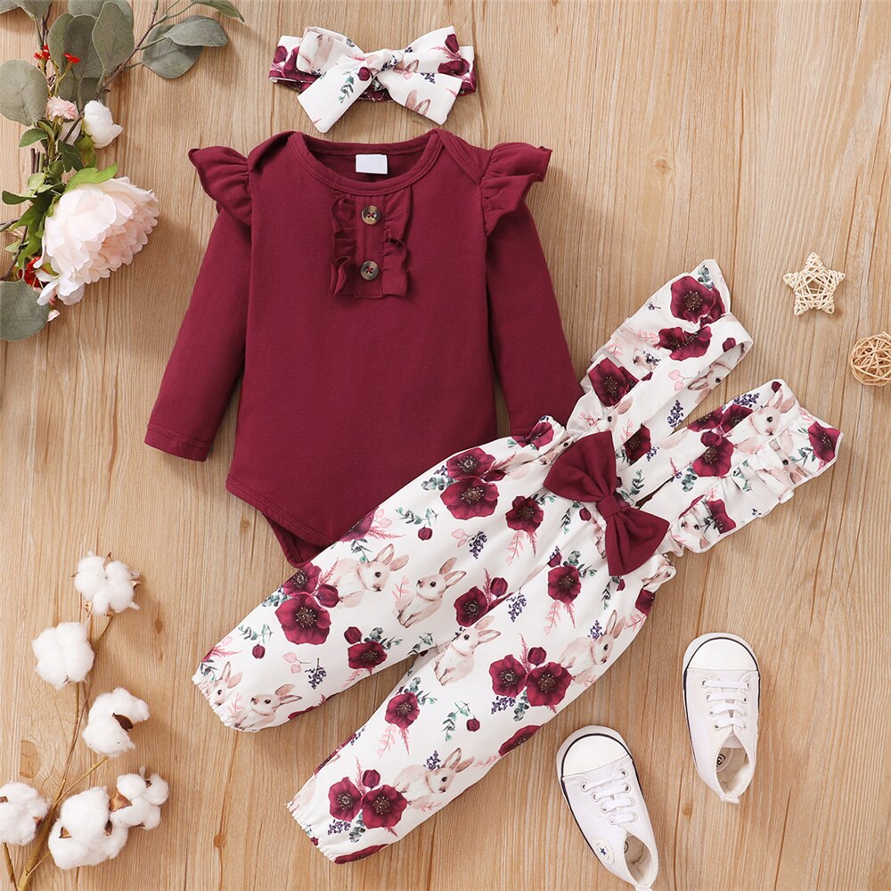 Newborn Baby Girl Romper Floral - 0-24 mesi neonata 3 pezzi di