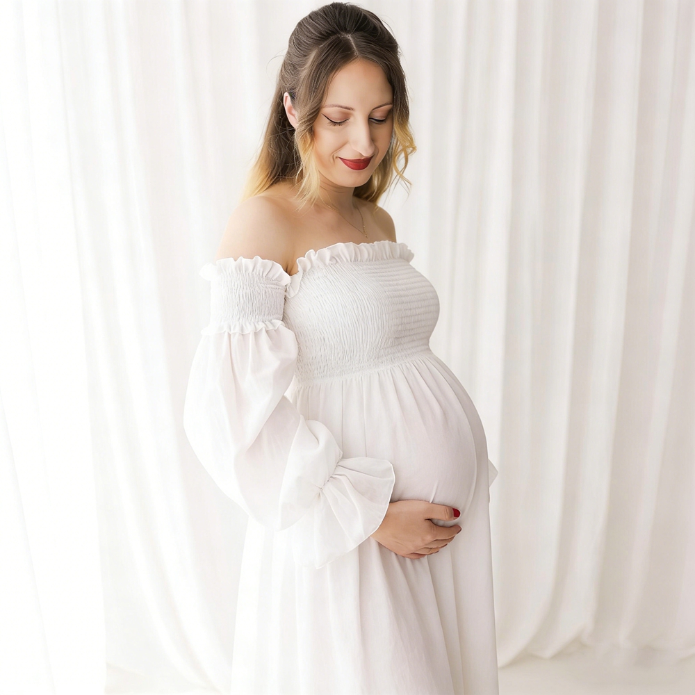 Maternity Wear - Abito da Maternità Bianco per Fotografia,